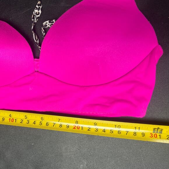 Victoria Secret Lightly Lined Plunge Pink/Cheetah Print Bralette 34C - Picture 5 of 5